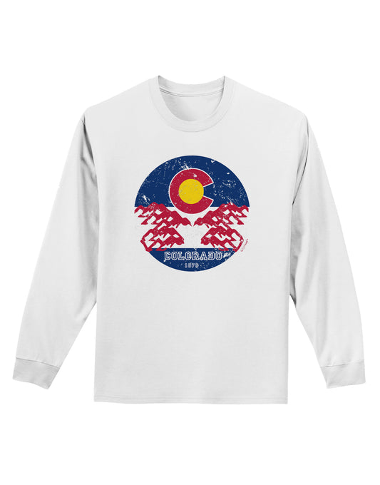 Grunge Colorado Emblem Flag Adult Long Sleeve Shirt-Long Sleeve Shirt-TooLoud-White-Small-Davson Sales