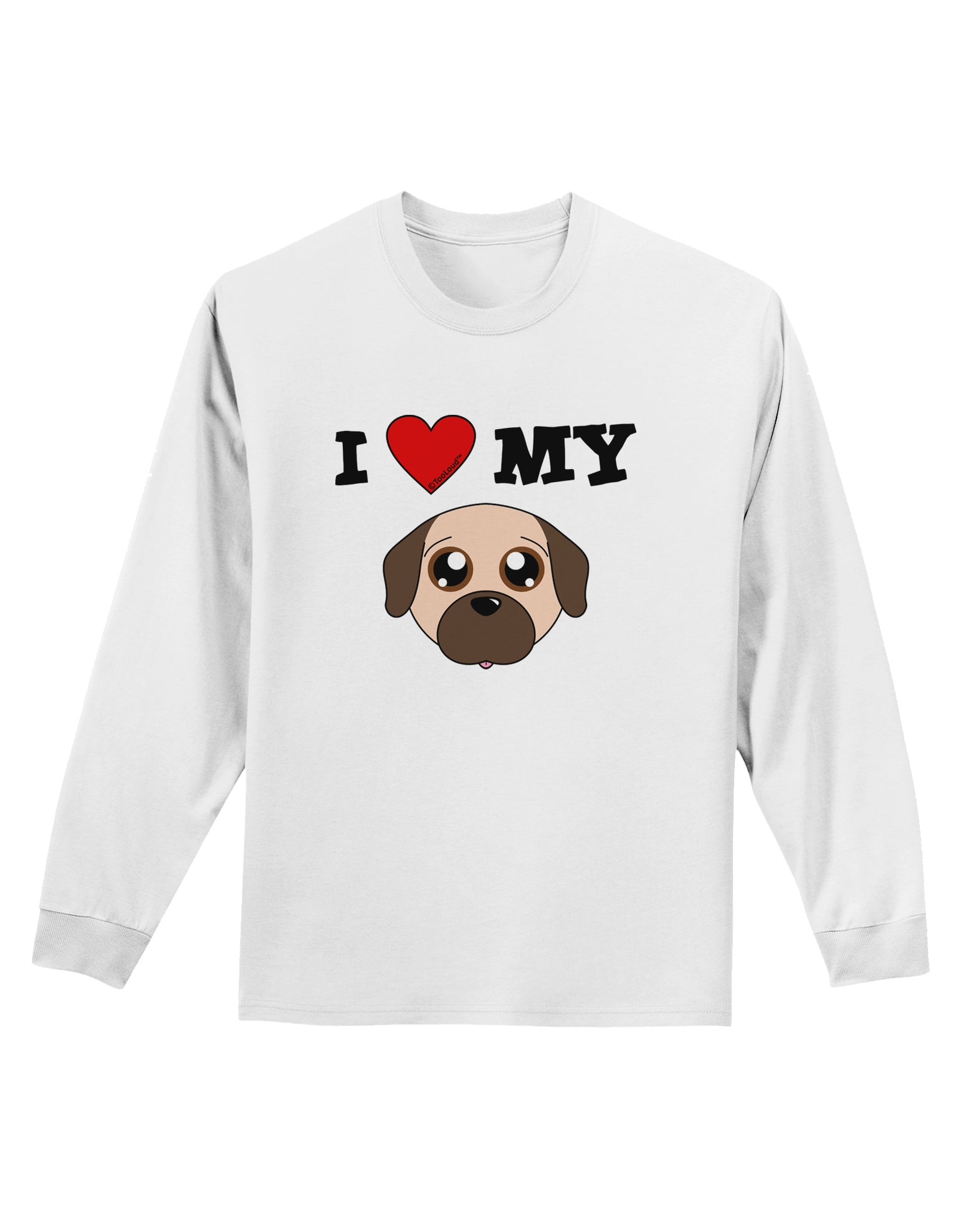 I Heart My - Cute Pug Dog - Fawn Adult Long Sleeve Shirt by TooLoud-Long Sleeve Shirt-TooLoud-White-Small-Davson Sales