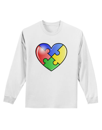 Big Puzzle Heart - Autism Awareness Adult Long Sleeve Shirt by TooLoud-Long Sleeve Shirt-TooLoud-White-Small-Davson Sales