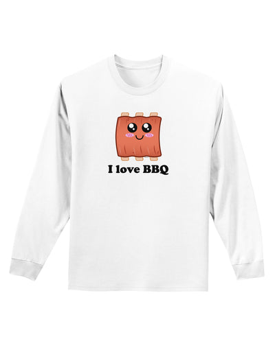 I love BBQ Ribs Adult Long Sleeve Shirt-Long Sleeve Shirt-TooLoud-White-Small-Davson Sales