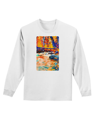 Mt Shavano Colorado Watercolor Adult Long Sleeve Shirt-Long Sleeve Shirt-TooLoud-White-Small-Davson Sales