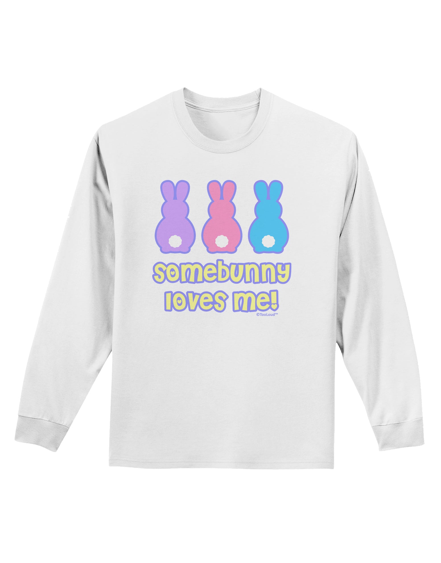 Three Easter Bunnies - Somebunny Loves Me Adult Long Sleeve Shirt by TooLoud-Long Sleeve Shirt-TooLoud-White-Small-Davson Sales