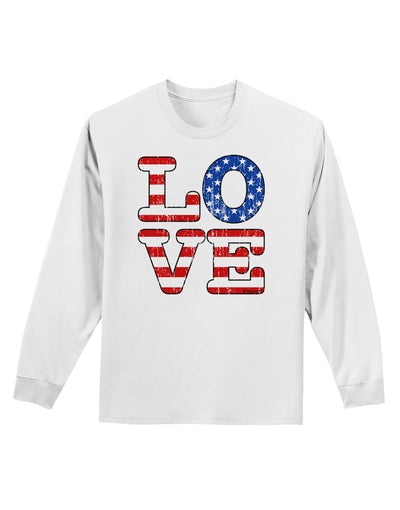 American Love Design - Distressed Adult Long Sleeve Shirt by TooLoud-Long Sleeve Shirt-TooLoud-White-Small-Davson Sales