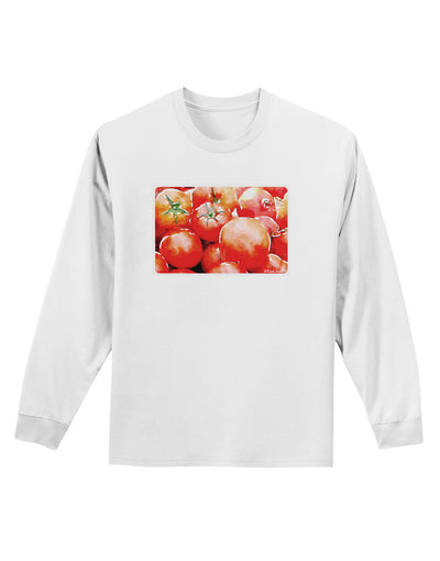 Watercolor Tomatoes Adult Long Sleeve Shirt-Long Sleeve Shirt-TooLoud-White-Small-Davson Sales