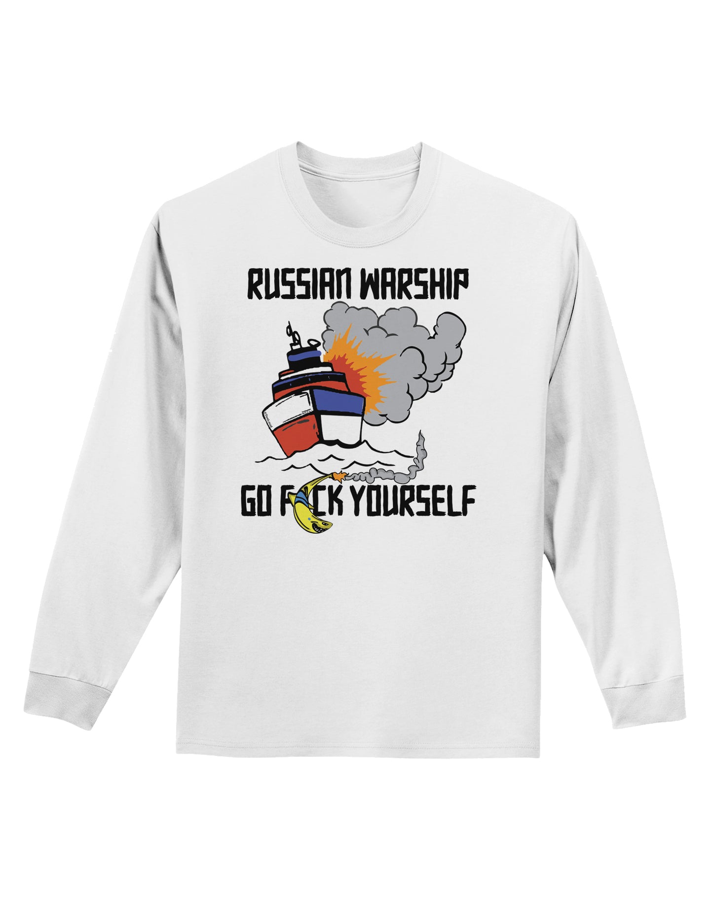 Russian Warship go F Yourself Adult Long Sleeve Shirt-Long Sleeve Shirt-TooLoud-White-Small-Davson Sales