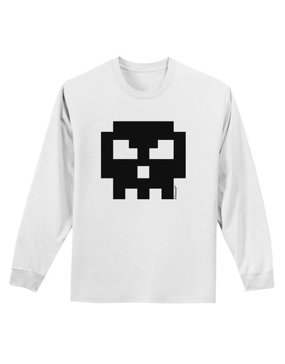 Retro 8-Bit Skull Adult Long Sleeve Shirt-Long Sleeve Shirt-TooLoud-White-Small-Davson Sales