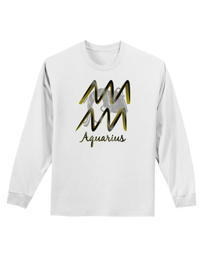 Aquarius Symbol Adult Long Sleeve Shirt-Long Sleeve Shirt-TooLoud-White-Small-Davson Sales