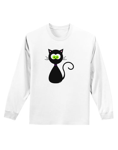 Black Cat Halloween Adult Long Sleeve Shirt-Long Sleeve Shirt-TooLoud-White-Small-Davson Sales