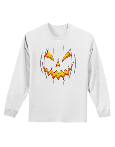 Scary Glow Evil Jack O Lantern Pumpkin Adult Long Sleeve Shirt-Long Sleeve Shirt-TooLoud-White-Small-Davson Sales