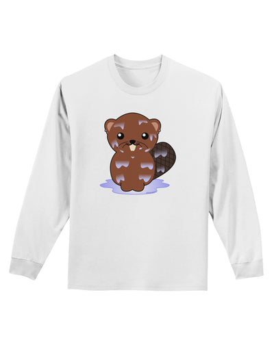 Cute Wet Beaver Adult Long Sleeve Shirt-Long Sleeve Shirt-TooLoud-White-Small-Davson Sales