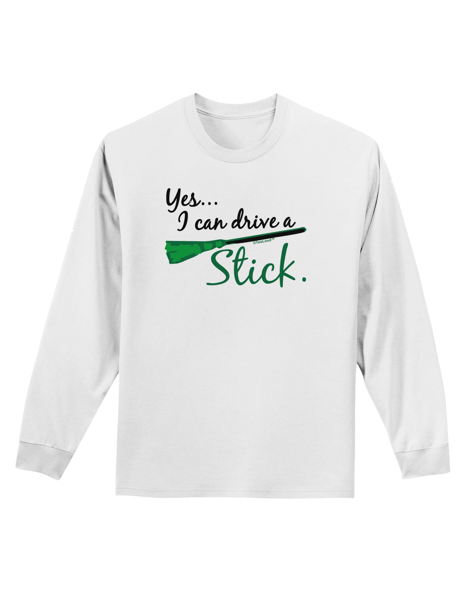 Drive Stick Green Adult Long Sleeve Shirt-Long Sleeve Shirt-TooLoud-White-Small-Davson Sales
