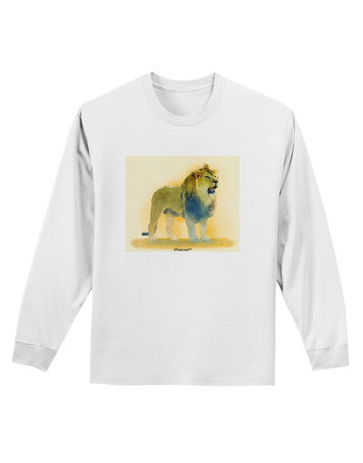 Lion Watercolor 1 Adult Long Sleeve Shirt-Long Sleeve Shirt-TooLoud-White-Small-Davson Sales