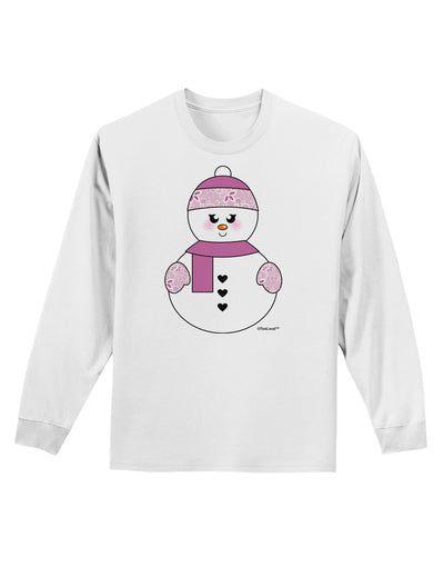 Cute Girl Snowman - Christmas Adult Long Sleeve Shirt by TooLoud-Long Sleeve Shirt-TooLoud-White-Small-Davson Sales