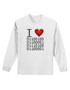 I Heart Binary Data Adult Long Sleeve Shirt-Long Sleeve Shirt-TooLoud-White-Small-Davson Sales