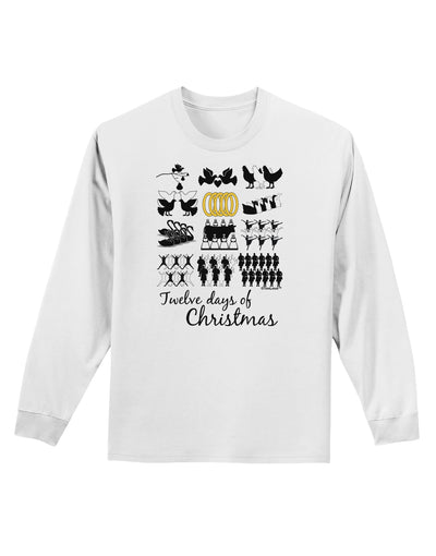 12 Days of Christmas Text Color Adult Long Sleeve Shirt-Long Sleeve Shirt-TooLoud-White-Small-Davson Sales