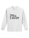 Happy Easter with Cross Adult Long Sleeve Shirt by TooLoud-Long Sleeve Shirt-TooLoud-White-Small-Davson Sales