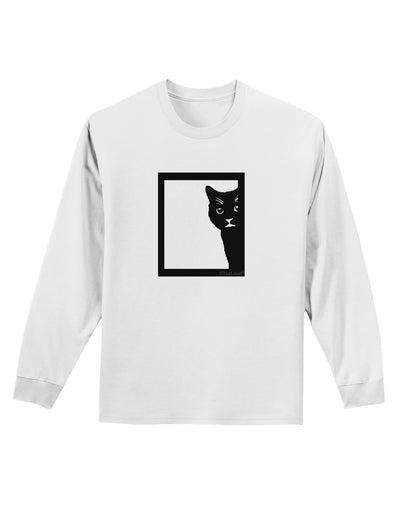 Cat Peeking Adult Long Sleeve Shirt by TooLoud-Long Sleeve Shirt-TooLoud-White-Small-Davson Sales