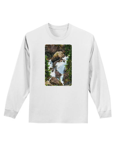 TooLoud Waterfall Watercolor Adult Long Sleeve Shirt-Long Sleeve Shirt-TooLoud-White-Small-Davson Sales