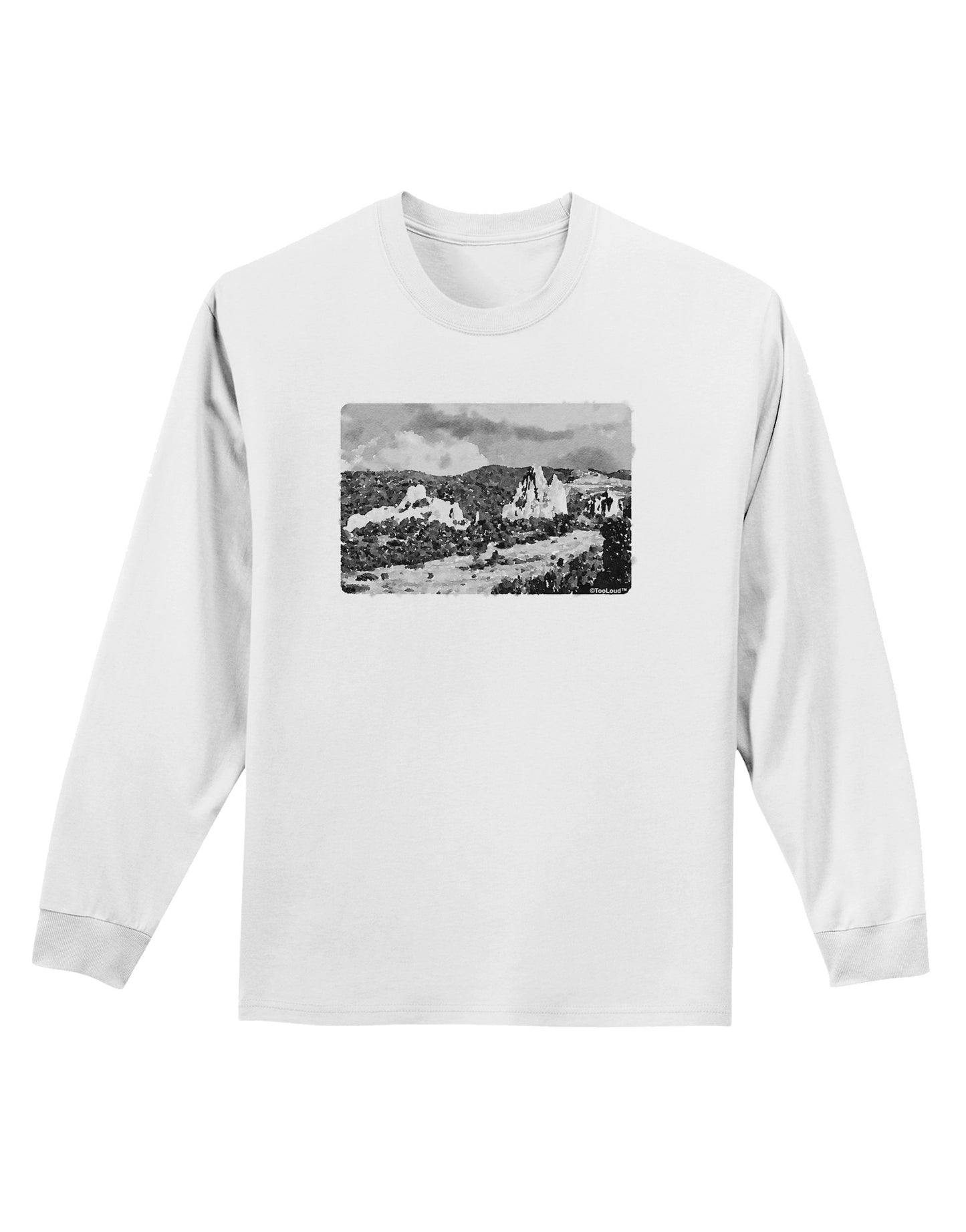 CO Mountain Forest Watercolor Adult Long Sleeve Shirt-Long Sleeve Shirt-TooLoud-White-Small-Davson Sales