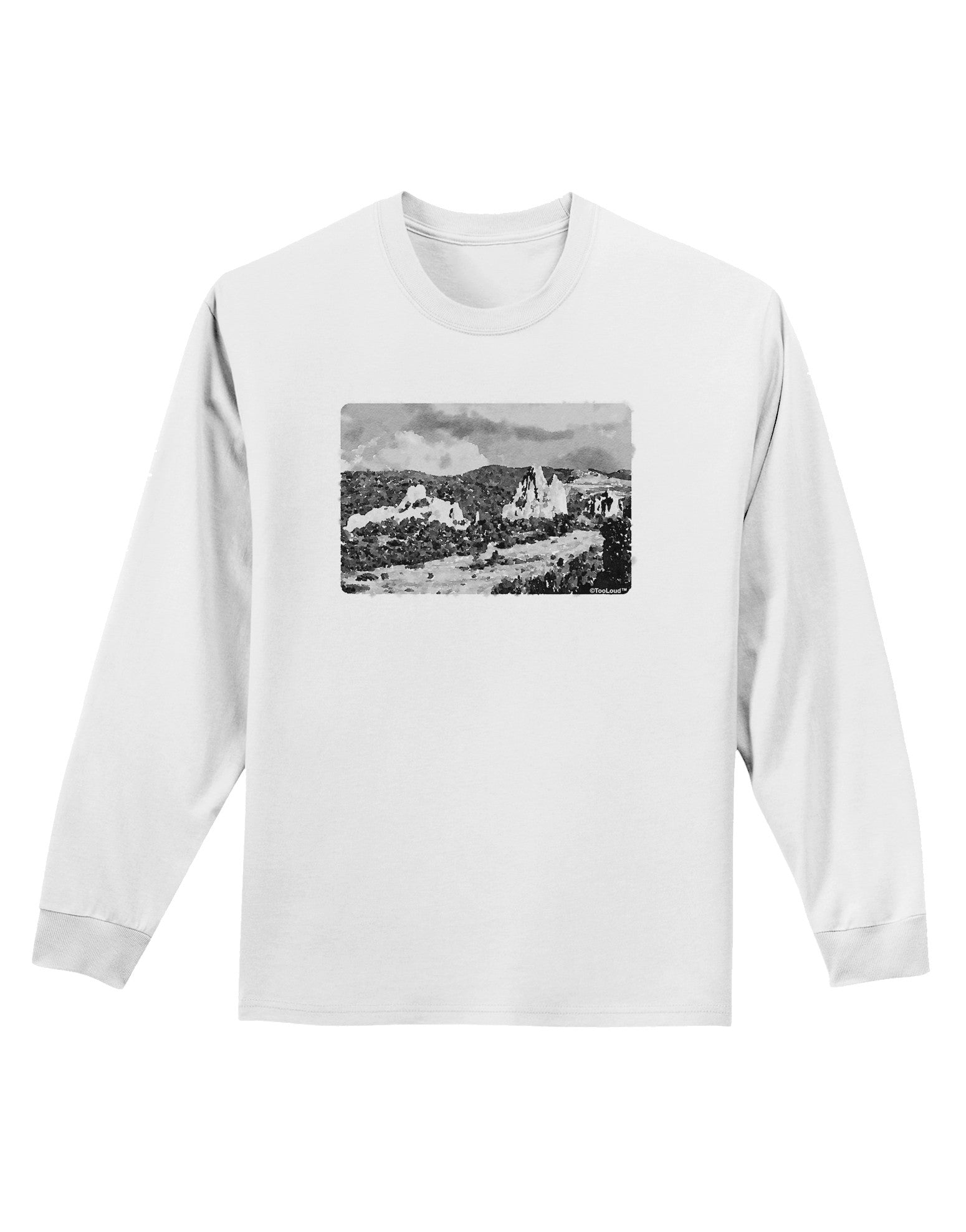 CO Mountain Forest Watercolor Adult Long Sleeve Shirt-Long Sleeve Shirt-TooLoud-White-Small-Davson Sales