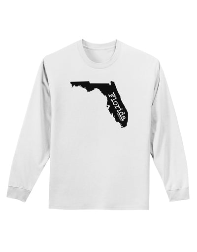 Florida - United States Shape Adult Long Sleeve Shirt by TooLoud-Long Sleeve Shirt-TooLoud-White-Small-Davson Sales