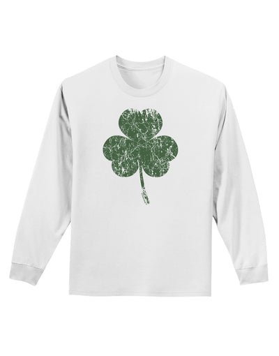 Distressed Traditional Irish Shamrock Adult Long Sleeve Shirt-Long Sleeve Shirt-TooLoud-White-Small-Davson Sales