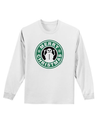 Merry Christmas Latte Logo Adult Long Sleeve Shirt-Long Sleeve Shirt-TooLoud-White-Small-Davson Sales