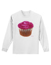 Giant Bright Pink Cupcake Adult Long Sleeve Shirt by TooLoud-Long Sleeve Shirt-TooLoud-White-Small-Davson Sales