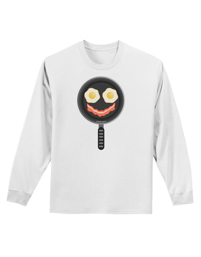 Eggs and Bacon Smiley Face Adult Long Sleeve Shirt by TooLoud-Long Sleeve Shirt-TooLoud-White-Small-Davson Sales