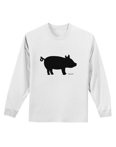 Pig Silhouette Design Adult Long Sleeve Shirt by TooLoud-Long Sleeve Shirt-TooLoud-White-Small-Davson Sales