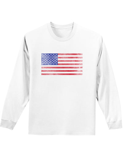 Weathered American Flag Adult Long Sleeve Shirt-Long Sleeve Shirt-TooLoud-White-Small-Davson Sales