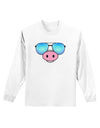 Kyu-T Face - Oinkz Cool Sunglasses Adult Long Sleeve Shirt-Long Sleeve Shirt-TooLoud-White-Small-Davson Sales