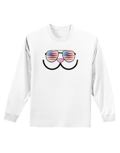 Kyu-T Face - Kawa Patriotic Sunglasses Adult Long Sleeve Shirt-Long Sleeve Shirt-TooLoud-White-Small-Davson Sales