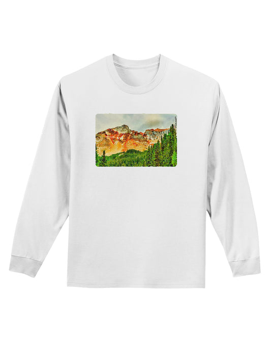 Colorado Forrest Watercolor Adult Long Sleeve Shirt-Long Sleeve Shirt-TooLoud-White-Small-Davson Sales