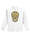 Version 8 Gold Day of the Dead Calavera Adult Long Sleeve Shirt-Long Sleeve Shirt-TooLoud-White-Small-Davson Sales