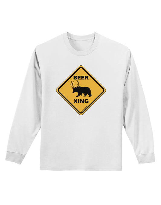 Beer Xing Adult Long Sleeve Shirt-Long Sleeve Shirt-TooLoud-White-Small-Davson Sales