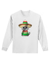 Sombrero and Poncho Cat - Metallic Adult Long Sleeve Shirt by TooLoud-Long Sleeve Shirt-TooLoud-White-Small-Davson Sales