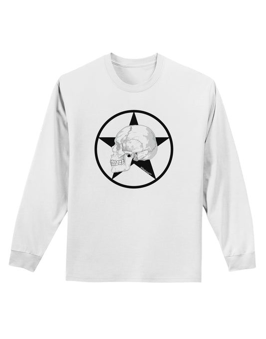 White Skull With Star Adult Long Sleeve Shirt by TooLoud-Long Sleeve Shirt-TooLoud-White-Small-Davson Sales