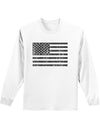 Distressed Black and White American Flag Adult Long Sleeve Shirt-Long Sleeve Shirt-TooLoud-White-Small-Davson Sales