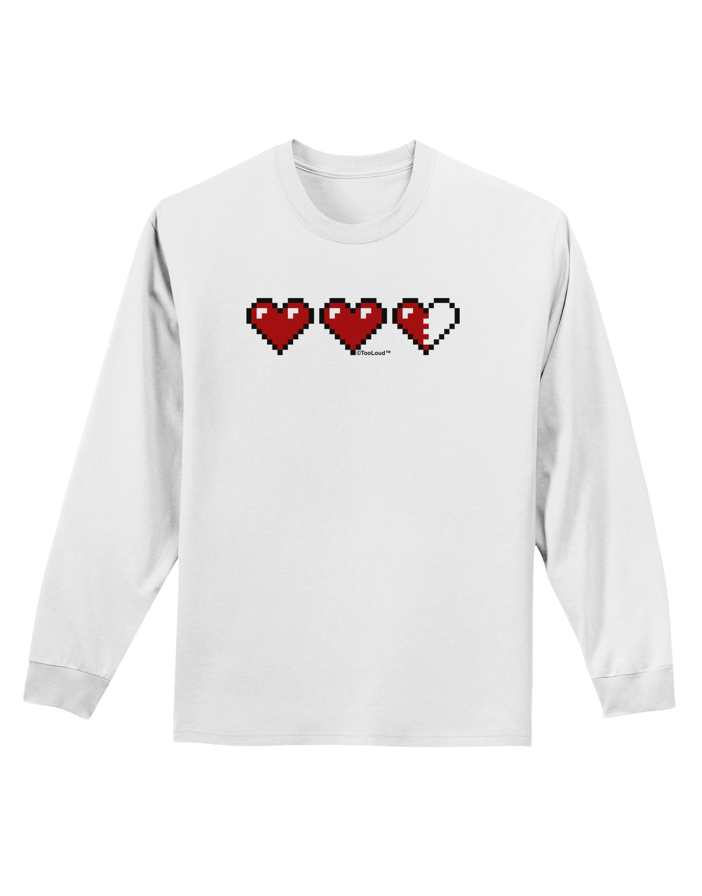 Couples Pixel Heart Life Bar - Left Adult Long Sleeve Shirt by TooLoud-Long Sleeve Shirt-TooLoud-White-Small-Davson Sales
