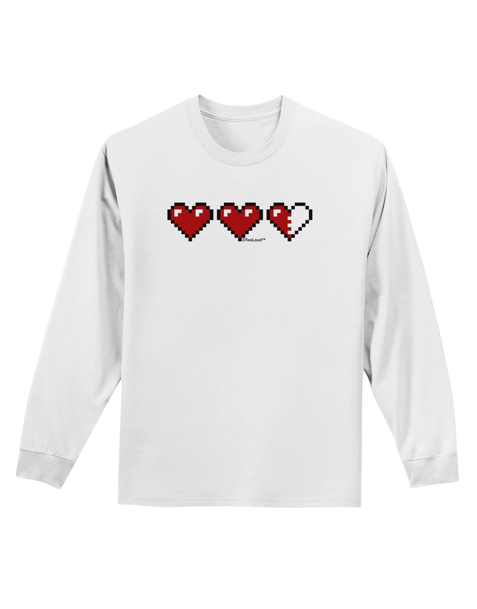 Couples Pixel Heart Life Bar - Left Adult Long Sleeve Shirt by TooLoud-Long Sleeve Shirt-TooLoud-White-Small-Davson Sales
