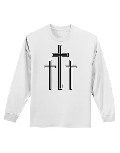 Three Cross Design - Easter Adult Long Sleeve Shirt by TooLoud-Long Sleeve Shirt-TooLoud-White-Small-Davson Sales