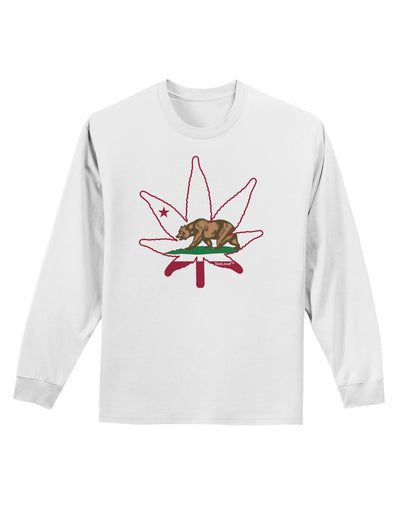 California Bear Leaf Design Adult Long Sleeve Shirt by TooLoud-Long Sleeve Shirt-TooLoud-White-Small-Davson Sales