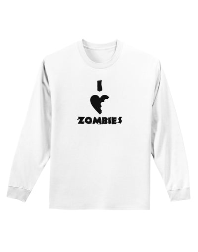 I Heart Zombies - Funny - Halloween Adult Long Sleeve Shirt-Long Sleeve Shirt-TooLoud-White-Small-Davson Sales