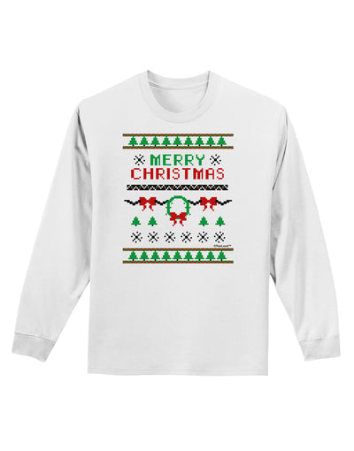 Merry Christmas Ugly Christmas Sweater Adult Long Sleeve Shirt-Long Sleeve Shirt-TooLoud-White-Small-Davson Sales