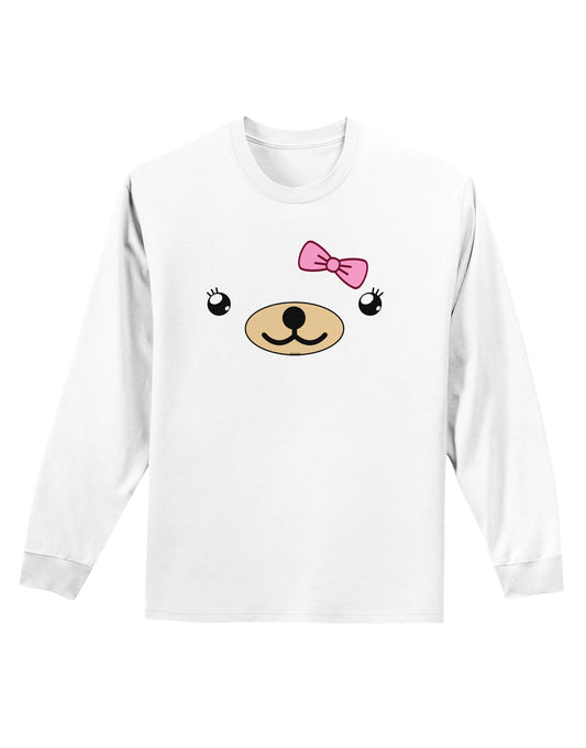 Kyu-T Face - Beartholomea Cute Girl Bear Adult Long Sleeve Shirt-Long Sleeve Shirt-TooLoud-White-Small-Davson Sales