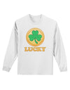 Shamrock Button - Lucky Adult Long Sleeve Shirt by TooLoud-Long Sleeve Shirt-TooLoud-White-Small-Davson Sales