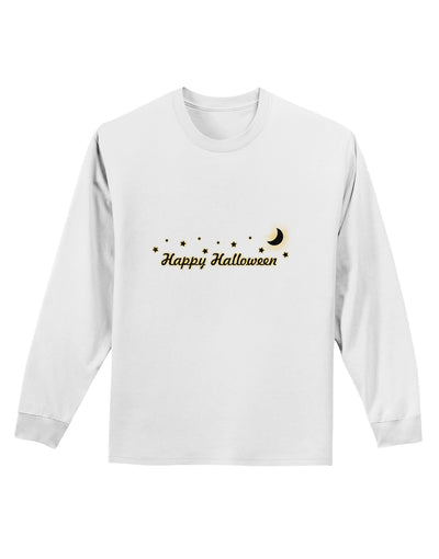 Happy Halloween Crescent Moon and Stars Adult Long Sleeve Shirt-Long Sleeve Shirt-TooLoud-White-Small-Davson Sales