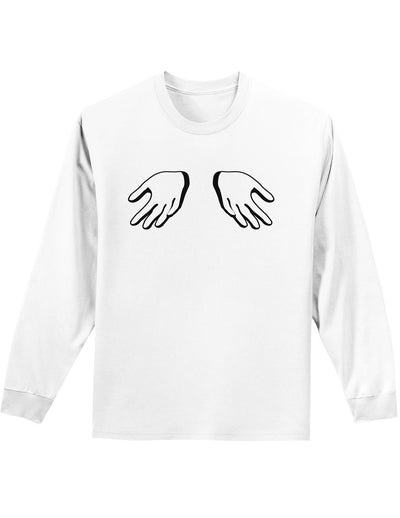 Shrugging Hands Adult Long Sleeve Shirt-Long Sleeve Shirt-TooLoud-White-Small-Davson Sales