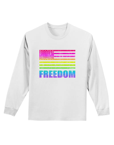 American Pride - Rainbow Flag - Freedom Adult Long Sleeve Shirt-Long Sleeve Shirt-TooLoud-White-Small-Davson Sales